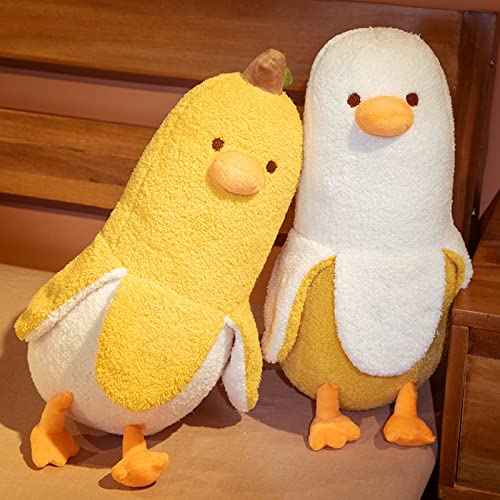 Banana Duck Plush Toy, Banana Duck Stuffed Animals Doll Cute Plushie Hugging Plush Pillow Gift for Girls and Boys (White, 19.68 inch)