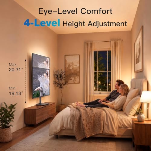 Universal Swivel TV Stand for 32-75 Inch TVs - Fits 99 lbs - with Legs - Adjustable Height & 70° Swivel - Black