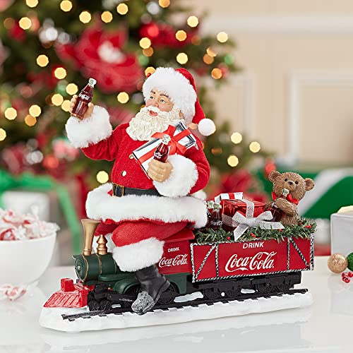 Kurt Adler 13-inch Coca-Cola Santa Train with LED Garland Battery-Operated Christmas Decor