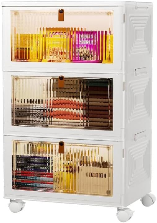 YFXCVSL 35QT Stackable Plastic Storage Bins with Lids - Extra Large Collapsible Containers, White