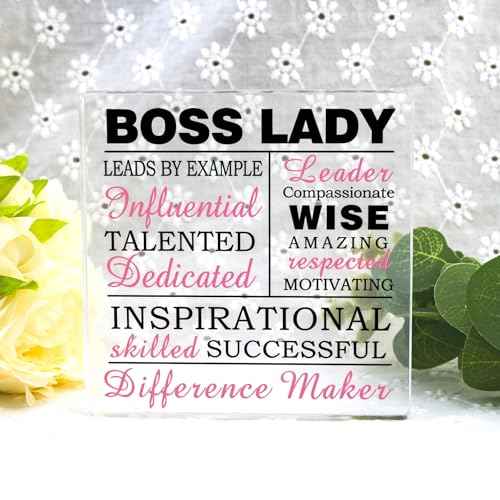 Best Boss Gifts for Women Boss Lady Gifts for Women Hot Pink Office Decor Bosses Day Gift for Bosses Female Desk Decorations for Woman Office Inspirational Appreciation Paperweight Job Promotion