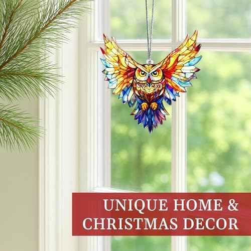 Owl Christmas Ornaments 2025, Owl Gifts for Women Men, Owls Christmas Tree Ornament Hanging for Tree, Window, Gift Exchange Ideas, Holidays Decor for Owls Lovers, Teacher Appreciation Gifts