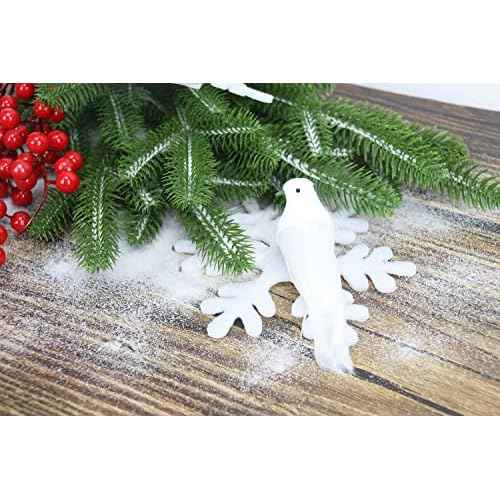 KLEWEE 12 Pack Artificial Bird Ornaments White Feathered Christmas Artificial Doves Birds Clip on Mini Bird Ornaments for Christmas Tree Decorations, Wreaths & DIY Crafts