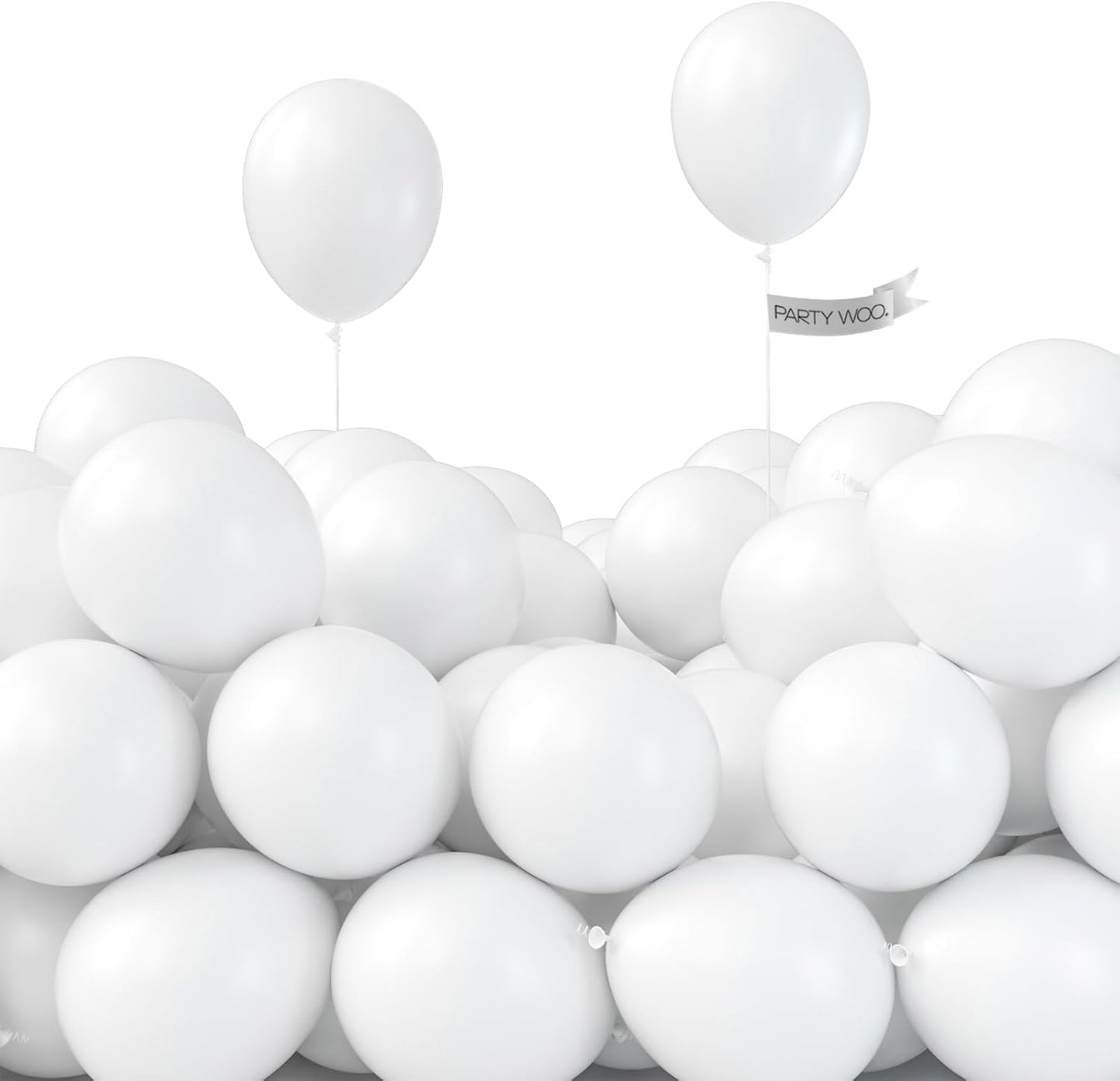 PartyWoo 50 Pcs Matte White Balloons - Perfect for Balloon Garlands & Wedding Decor | 5 Inch Size