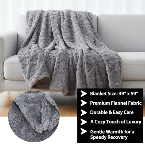 Men's Get Well Soon Care Package with Plush Blanket Mug Socks Notebook Stress Stone