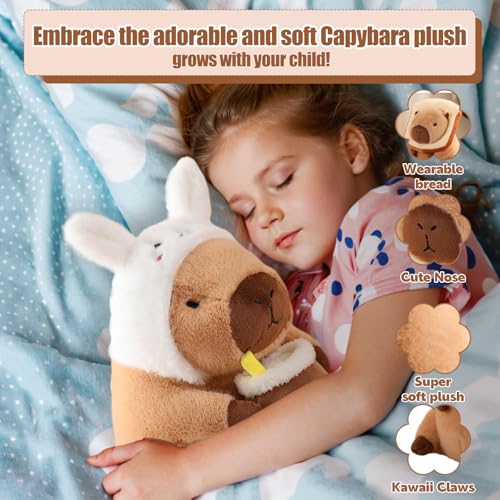 12" Capybara Plush Toy Pillow, Cute Bunny Capybara Stuffed Animal, Soft Plushies Doll for Girls Boys Kids, Kawaii Hugging Toy Birthday Decorations Gifts Toys