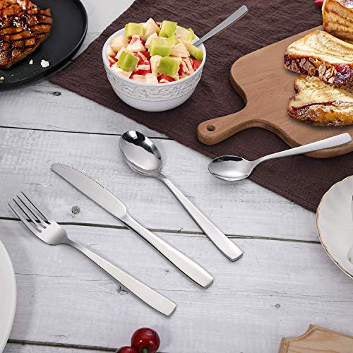 HIWARE Silverware Set 72-Piece Flatware Cutlery for Home & Restaurant, Mirror Polished, Dishwasher Safe - Silver / 72-Piece
