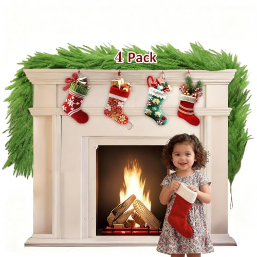 OUREST 6FT Artificial Norfolk Pine Garland 4-Pack - Realistic Holiday Decor