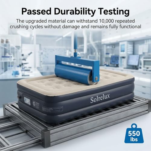 Solrelux 18-Inch Twin Air Mattress with Built-in Pump, Foldable, Waterproof, Supports 550 lbs