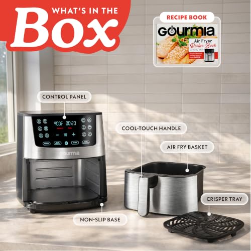 8 Qt Air Fryer with 12 Presets - Stainless Steel Large Capacity Kitchen Appliance