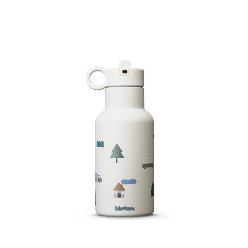Blooom Insulated Stainless Steel Kids Water Bottle With Straw Lid | Durable, Leakproof, Cupholder Friendly | Kids Tumbler for School, Travel and Outdoors | Modern Design (City, 12 oz)