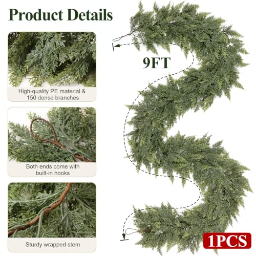 TOWPONICS 9FT Real Touch Cedar Garland - Greenery Christmas Decoration (Variation: 9FT / 1)