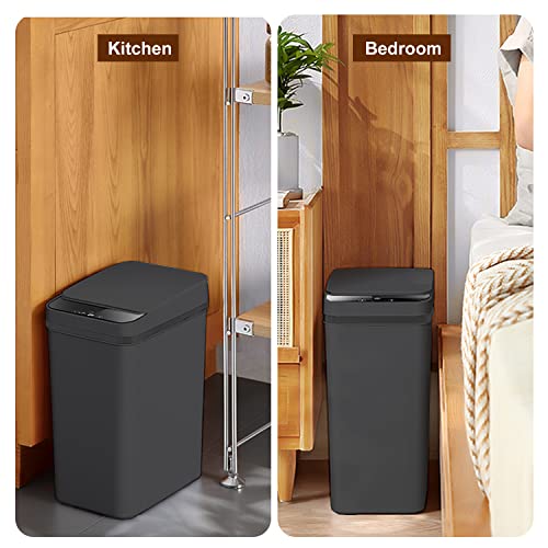 Yatmung Black 2.5 Gallon Touchless Bathroom Trash Can - 3 Pack
