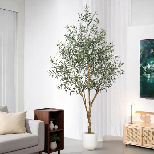 6ft Artificial Olive Tree Indoor with White Planter - Realistic Fake Plant for Home & Office Decor