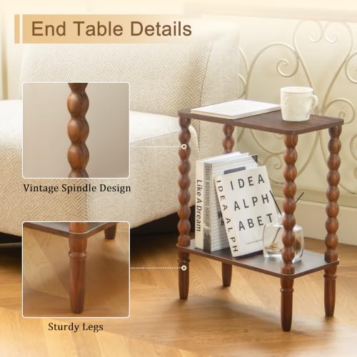 Fultyle Small Narrow End Table with Storage - Rustic Brown Nightstand