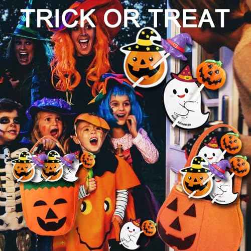 Halloween Lollipop Cards Candy Holder, Sugar-Loaf Candy Gift Package Wrapping, Halloween Party Decorations, Candy Party Favors Greeting Cards for Kids, Trick or Treat Candy Card (100PCS) (Halloween)