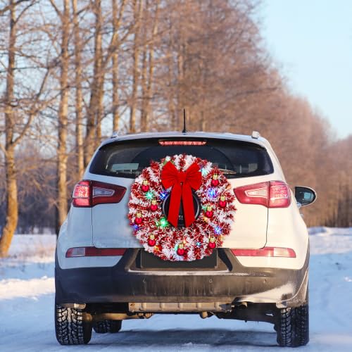 Wavwavw Christmas Car Spare Tire Wreath LED Garland - Red & White (DIY Kit)