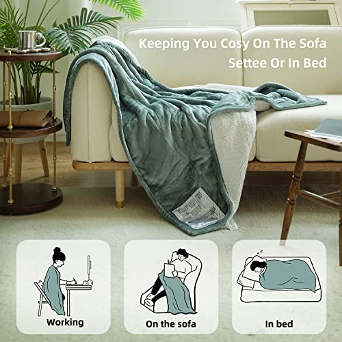 GOTCOZY Green Heated Throw Blanket 50x60in Soft Plush Electric Blanket