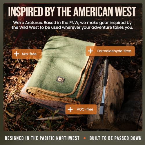 Arcturus Olive Green Twin Wool Blanket - Warm, Thick, Washable Outdoor Camping & Survival Blanket