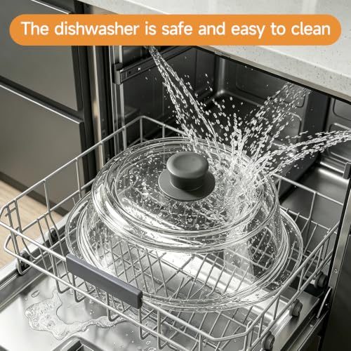10-Inch Glass Microwave Splatter Cover with Silicone Handle - Food Safe, Dishwasher Safe, BPA-Free