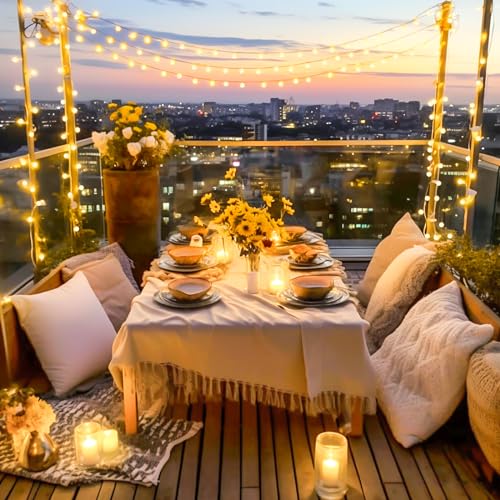 100ft Warm White Globe String Lights Indoor Outdoor Waterproof with Remote - 200 LED