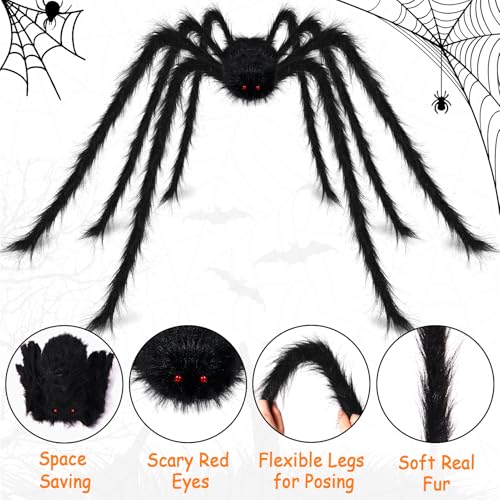 Black 15ft Giant Halloween Spider Outdoor Decoration - Creepy Realistic Props