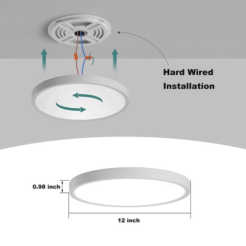 2 Pack ZSYUBO 12 Inch Motion Sensor Ceiling Light Wired,24w Flush Mount Light Fixture Round, Motion Sensor Light Indoor for Closet Hallway Porch Laundry Basement Garage Pantry, 3000k/4000k/6000k White