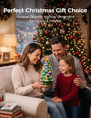 Snow-Flocked 13in Brightown Pre-lit Ceramic Christmas Tree, Battery Powered | Snow-flocked Variant