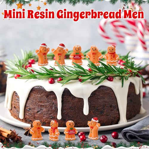 48Pcs Mini Resin Gingerbread Man Ornaments - 4 Styles Christmas Party Favors