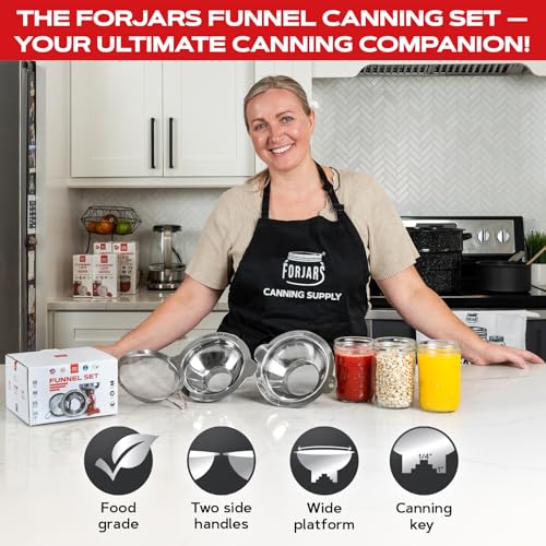 Stainless Steel Canning Funnel Set with Strainer - Wide & Regular Mouth for Food & Liquid Transfer