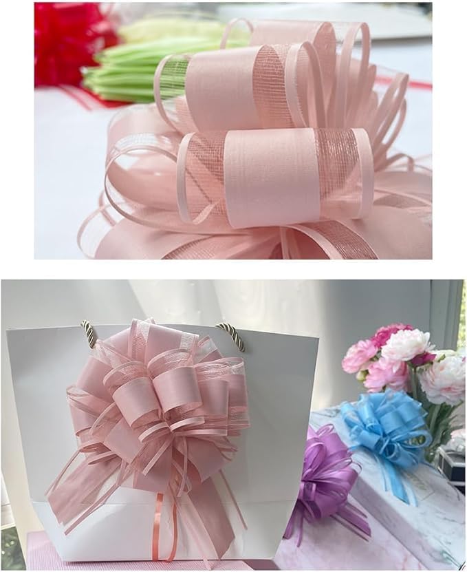 Skiennix 6-Inch Sky Blue Pull Bows - Perfect for Gift Wrapping & Flower Decorations | Set of 6