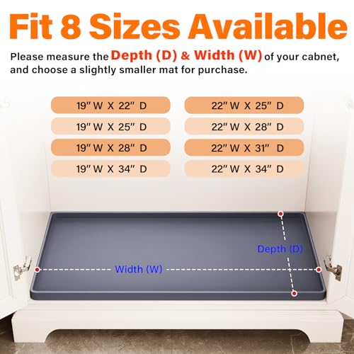 FLATO Waterproof Under Sink Mat Beige 34 x 22 inches - Kitchen & Bathroom Protector