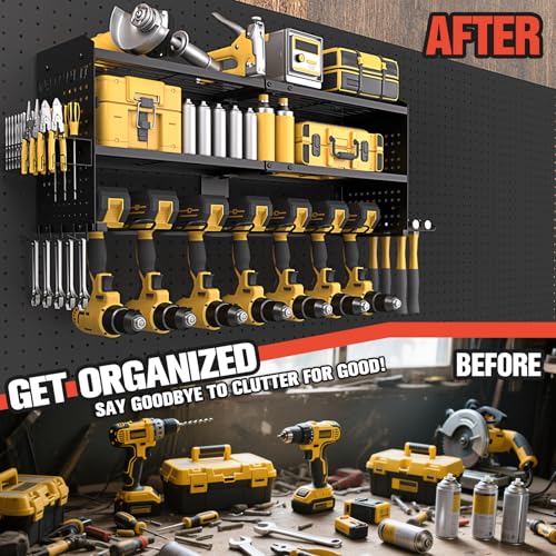 Large Power Tool Organizer with Charging Station - Black, 3 Layers, 28''