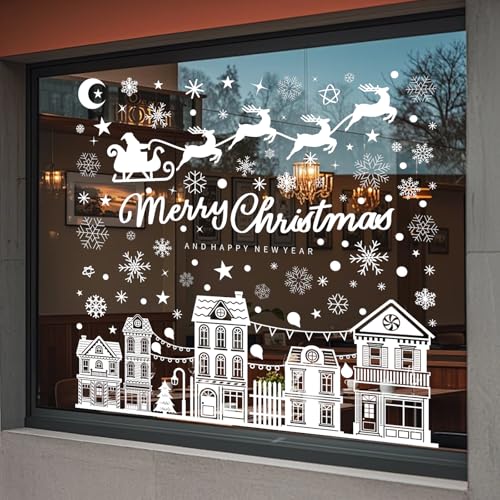 Large Christmas Window Clings 10 Sheets - Reusable PVC Snowflake Décals for Glass Windows, Mirrors, Doors