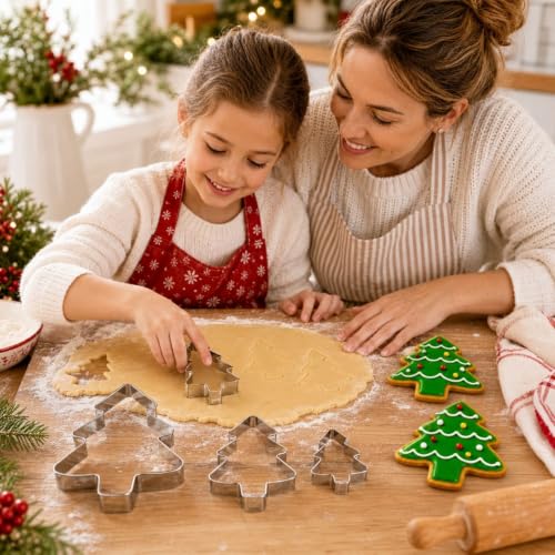 Christmas Cookie Cutters, Stainless Steel 3-Size Set (Christmas Tree