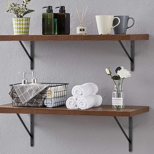 12 Pack Heavy Duty Black Shelf Brackets 20"x12" with Screws - Support Up to 180lb