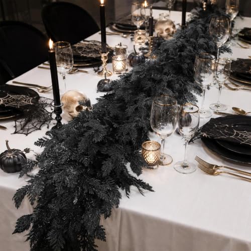 Halloween Garland 8.9FT Black Artificial Fall Decor for Mantle, Fireplace, Door - Variation 1