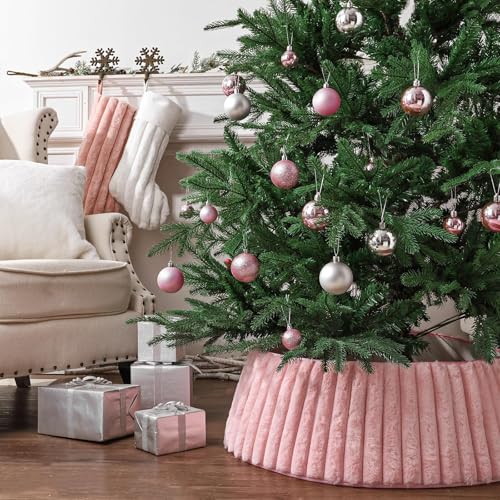 Christmas Tree Collar, Pink Luxury Plush Faux Fur Rustic Collar with