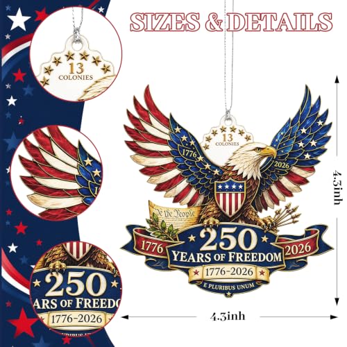 250th Anniversary USA Ornament - Patriotic Bald Eagle Acrylic Christmas Keepsake