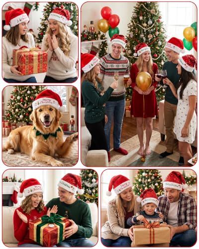 ReposeChic Red Sequin Christmas Santa Hat for Adults, Unisex Velvet Holiday Accessory