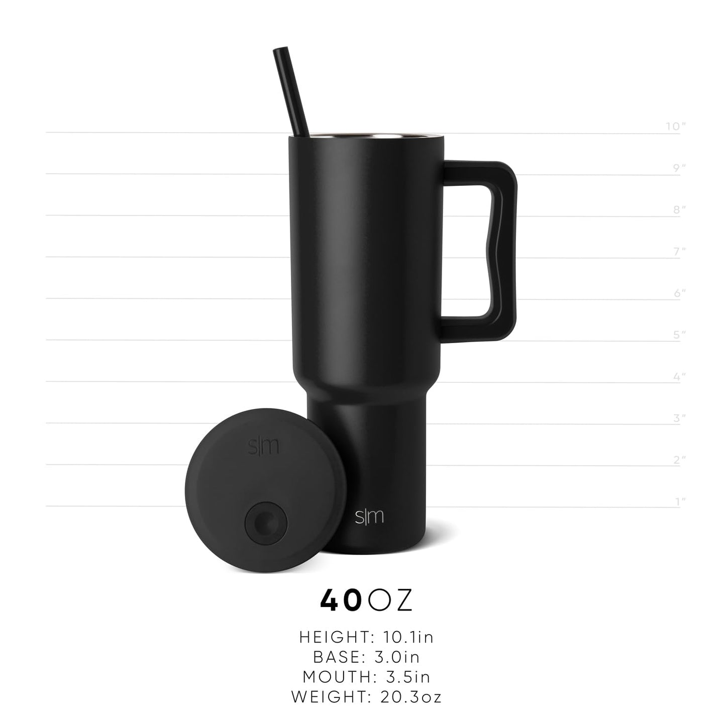 Simple Modern 40 oz Trek Tumbler with Handle and Straw Lid | Cup Holder Friendly Insulated Stainless Steel Travel Mug | Saffron