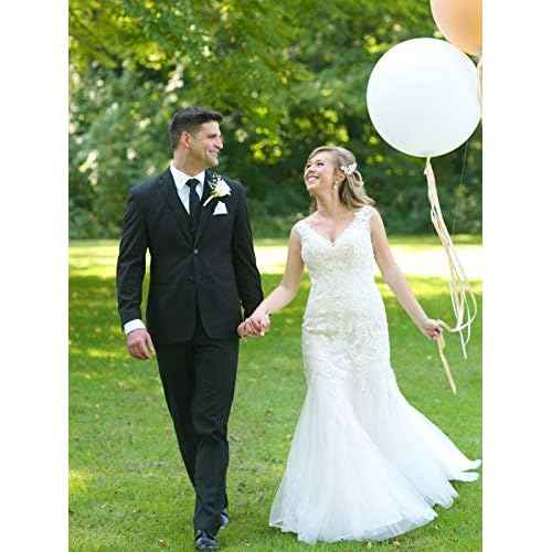 36 inch White Latex Balloons Large Round Balloon for Birthday Wedding Party Decorations,6 pcs