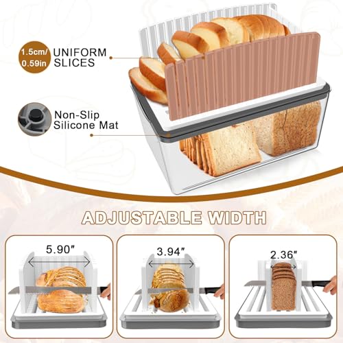 Kiss Core Adjustable Bread Slicer with Bread Box – 2-in-1 Homemade Bread Cutting & Storage Kit
