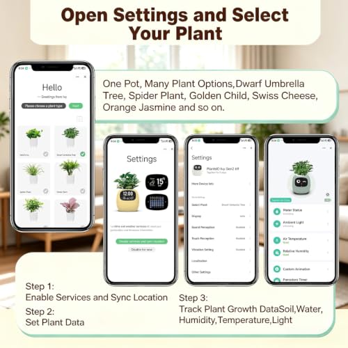 Smart Plant Pot with Screen & Self-Watering System - Green, 80ml