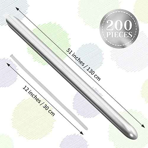 200 Pieces 260 Balloons Twisting 260Q Long Balloons for Balloon Animals Making Weddings Birthdays Christmas Party Decoration (Silver)