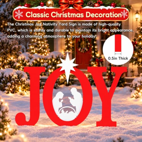 LEIFEOSH Red Christmas Nativity Scene Yard Signs 3-Piece Outdoor Decor