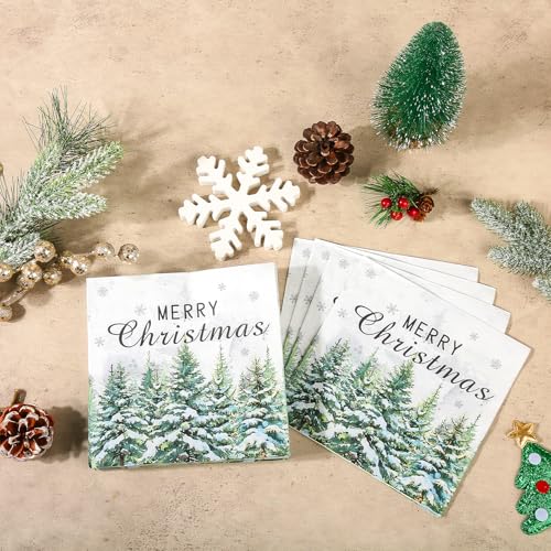 Purhapfre 150Pcs Christmas Green Tree Party Plates & Napkins Set