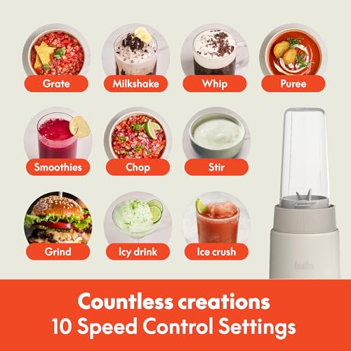 BELLA 6-Piece Portable Rocket Blender & Juicer Set with Oatmilk - 1.7 Cup, BPA Free, 240W