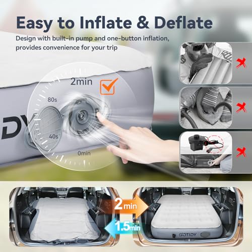 Full Size SUV Air Mattress with Wireless Pump - 10 Inch Camping Bed for Jeep Wrangler JK JKU JL JLU Ford Bronco Subaru Forester