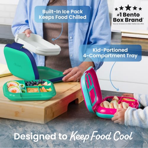 Bentgo Chill Kids 4-Compartment Leakproof Bento Lunch Box - Green/Navy